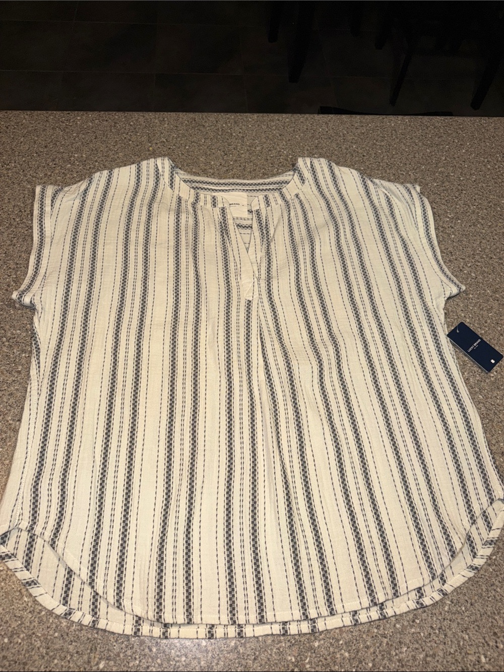 Lucky Brand cap sleeve striped top shirt